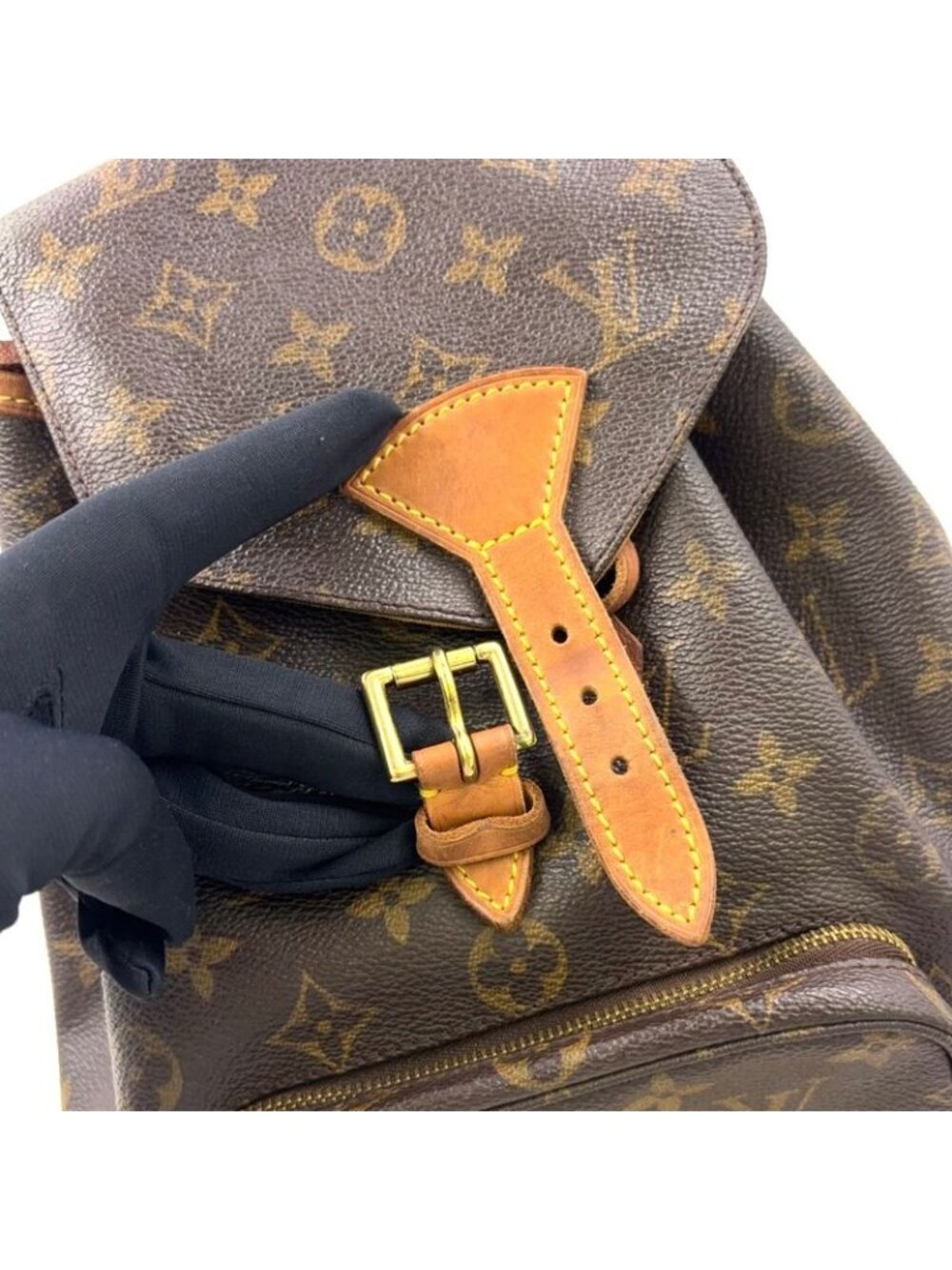 Louis Vuitton Montsouris MM Monogram Leather Brown Light Backpack Gold - Picture 12 of 15